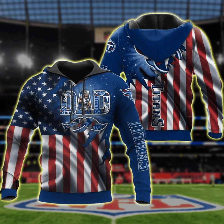 Dad Tennessee Titans With Flag American   Hoodie 3D PH8363