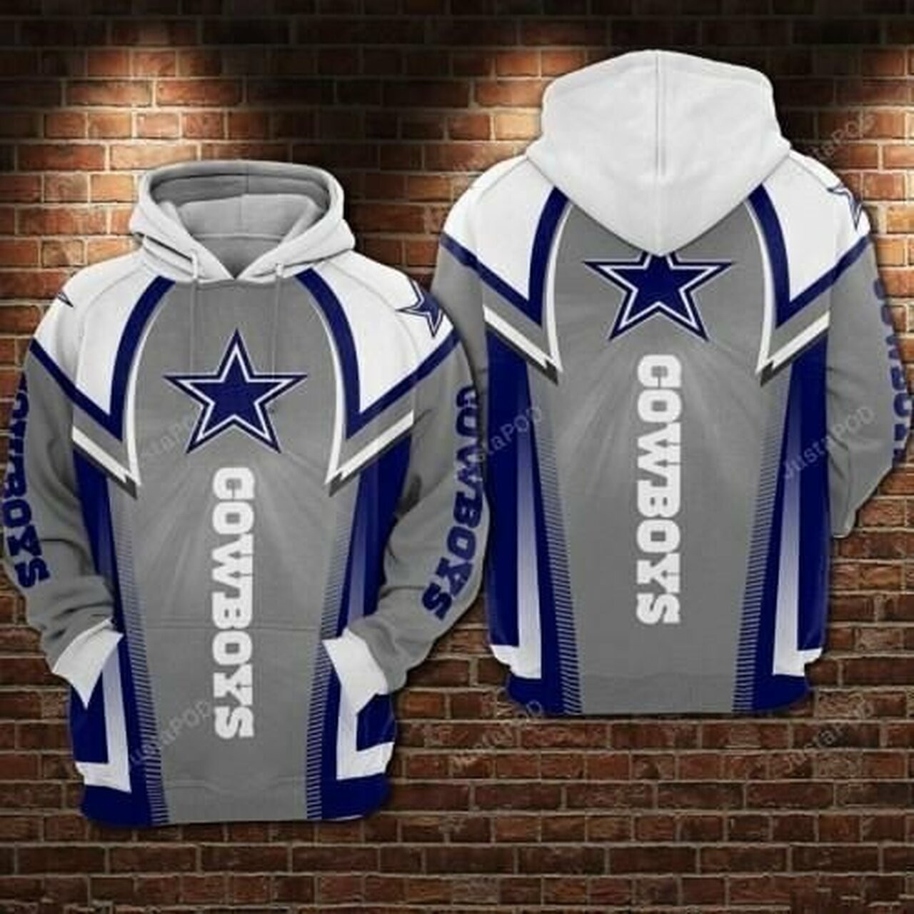 Dallas Cowboys 3D Grey Hoodie Hoodie Zip Hoodie H389