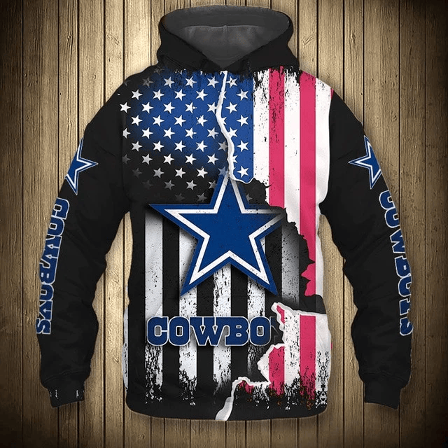 Dallas Cowboys American Flag Printed 3D Hoodie