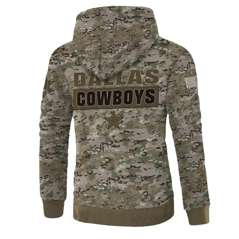 Dallas Cowboys Camo Printed 3D Pullover Zip Up Hoodie Halloween Gifts For Men With 3D Hoodies With Zippers