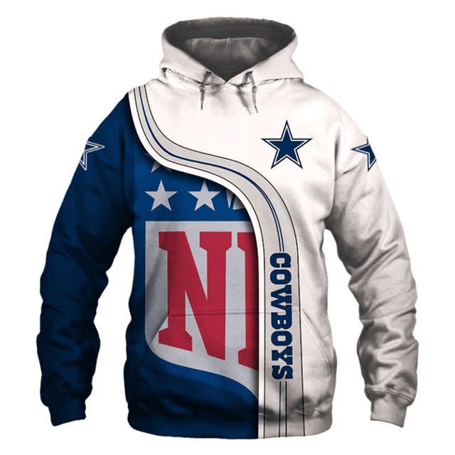Dallas Cowboys Curved Stripes Printed 3D Hoodie