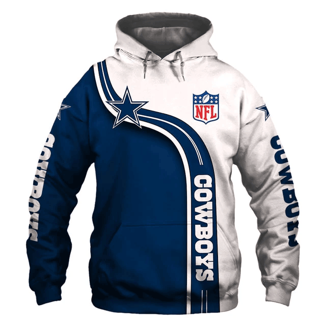 Dallas Cowboys Curved Stripes Printed 3D Hoodie
