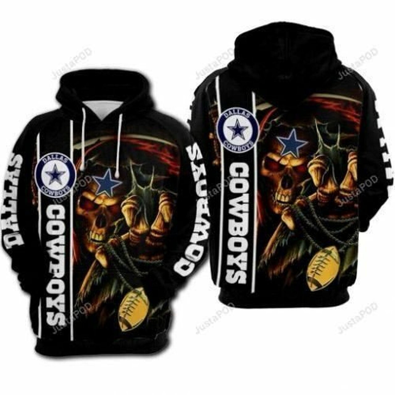 Dallas Cowboys Football For Unisex 3D Black Hoodie Zip Hoodie TH40