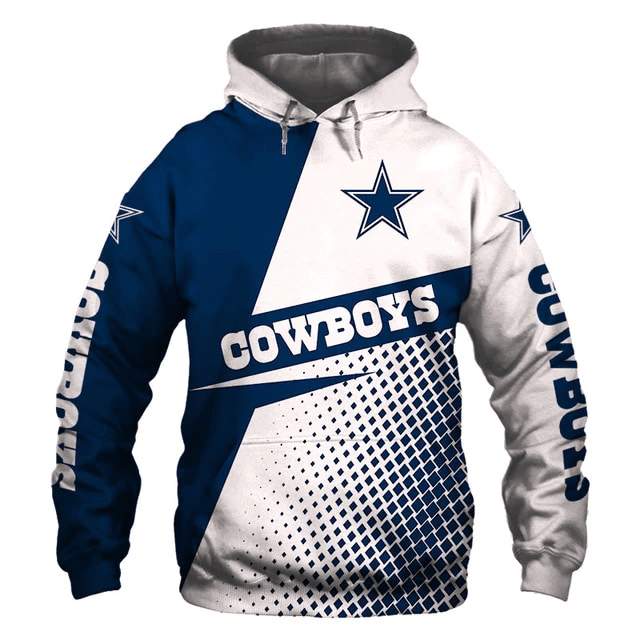 Dallas Cowboys Grid Pattern Printed 3D Hoodie