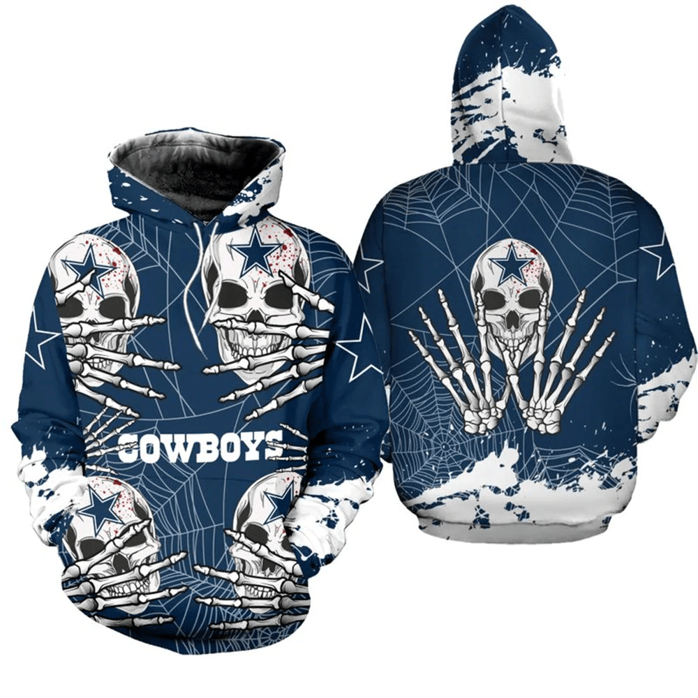 Dallas Cowboys Halloween Skull Printed 3D Hoodie