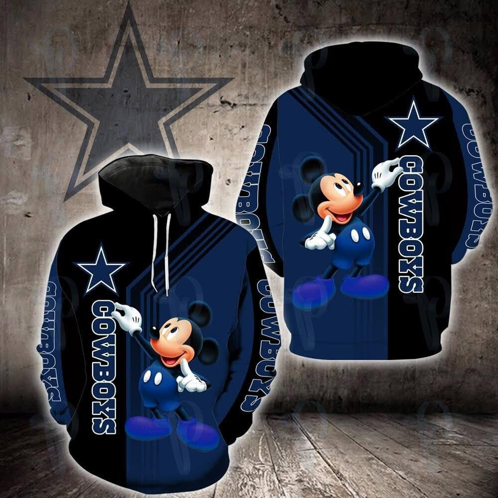 Dallas Cowboys Mickey Mouse NFL 3D Hoodie, Zip Hoodie, Sweatshirt TR3454