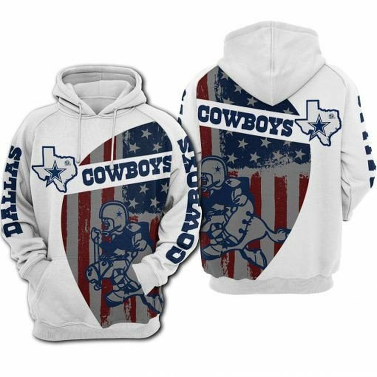 Dallas Cowboys Nfl Football Flag American White 3D AOP Hoodie Zip Hoodie PH1308