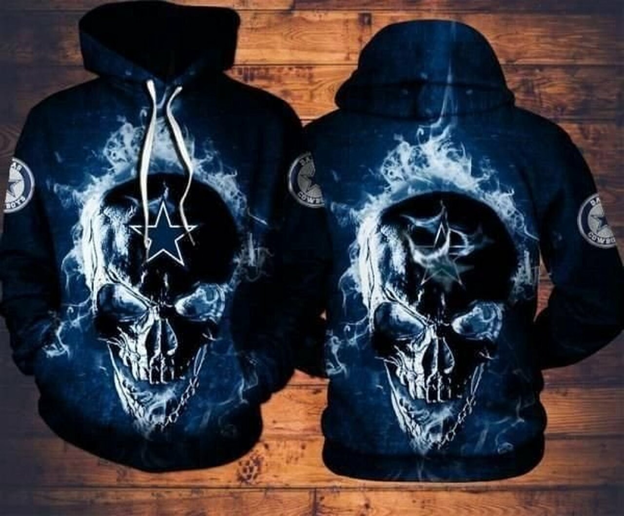 Dallas Cowboys Nfl Football Skull Fire Black Men And Women AOP Hoodie Zip Hoodie PH2144
