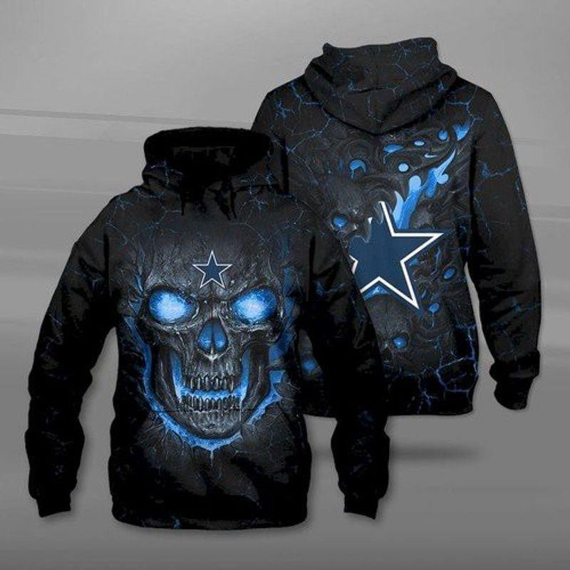 Dallas Cowboys NFL Team Logo Skull Wave 3D Hoodie, Zip Hoodie, Sweatshirt TR3517