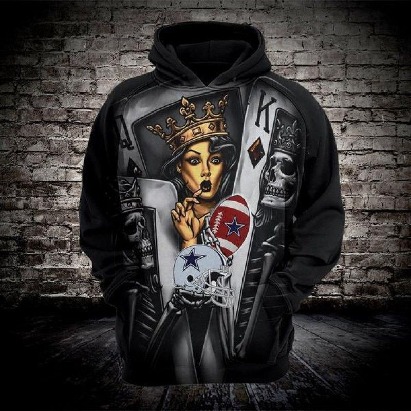 Dallas Cowboys Poker Pullover And Zippered Hoodies Custom 3D Black AOP Hoodie Zip Hoodie HT24