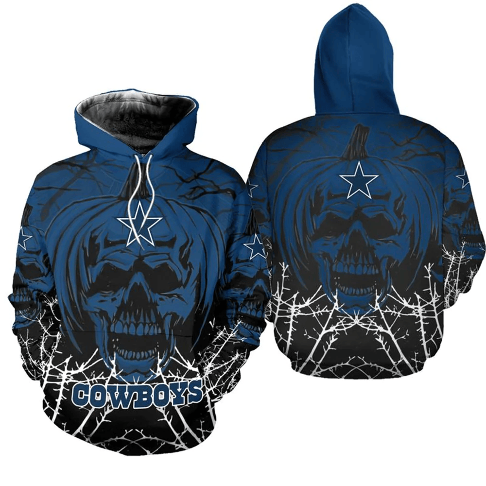 Dallas Cowboys Pumpkin Skull Printed 3D Hoodie
