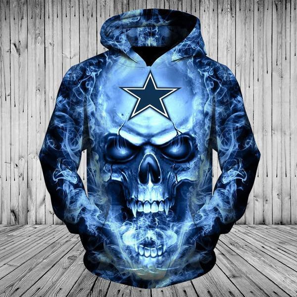 Dallas Cowboys Skull Hoodies Zip Hoodie 3D