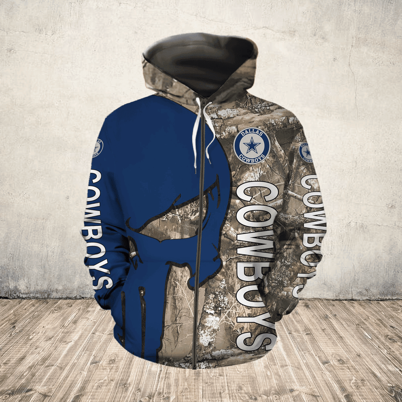Dallas Cowboys Zippered Blue AOP Hoodie Zip Hoodie PH1740