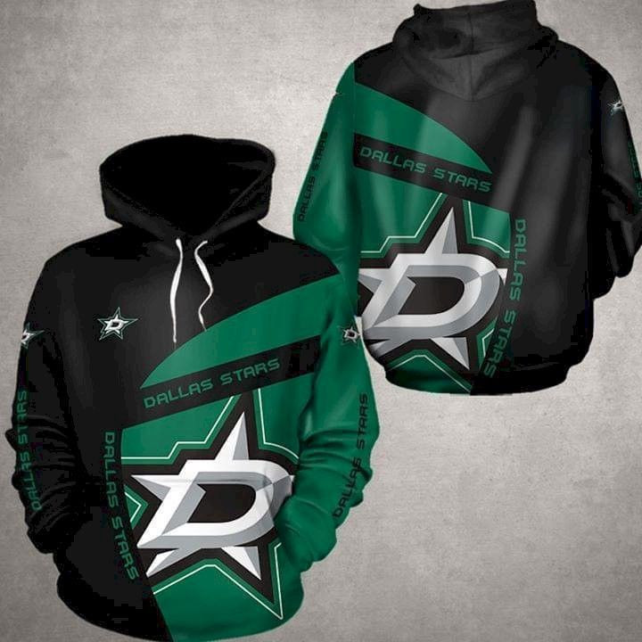 Dallas Stars Nhl For Stars Lover Pullover And Zippered Hoodies Custom 3D Black And Green AOP Hoodie Zip Hoodie HT56