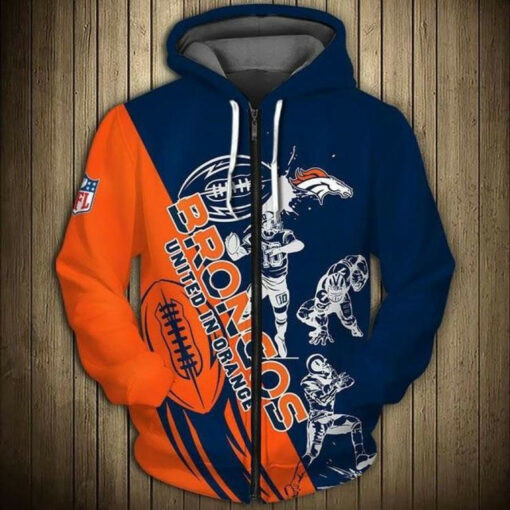 Denver Broncos 1 Red And Blue Hoodie Zip Hoodie HH863