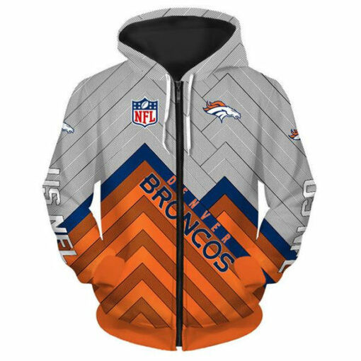 Denver Broncos 2 Zip Hoodie 3D