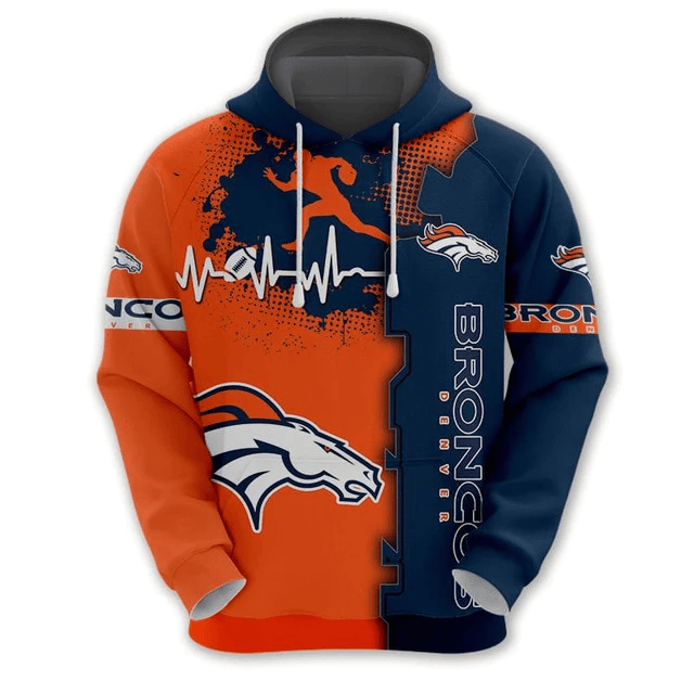 Denver Broncos Beating Curve Printed 3D Hoodie