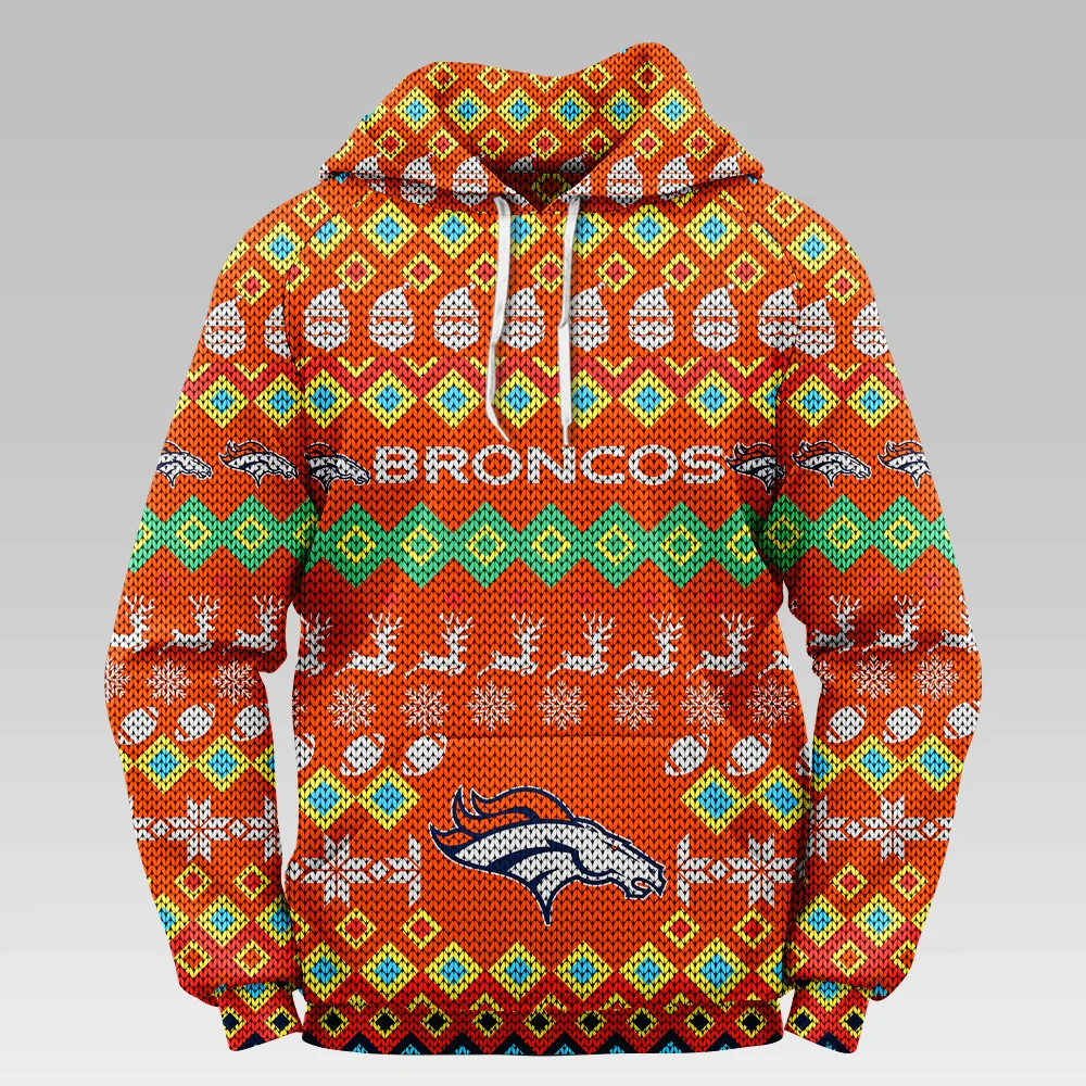 Denver Broncos Colorful Christmas Printed 3D Hoodie