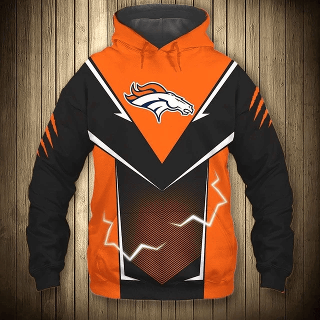 Denver Broncos Flame Printed 3D Hoodie