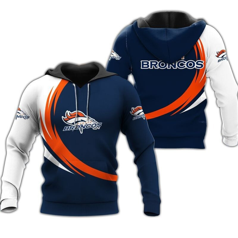 Denver Broncos Hoodie All Over Print Curve Graphic Gifts For Fans