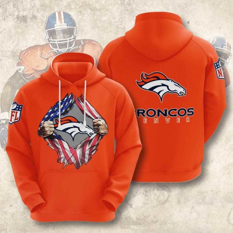Denver Broncos Logo American Flag   Hoodie 3D TR7478