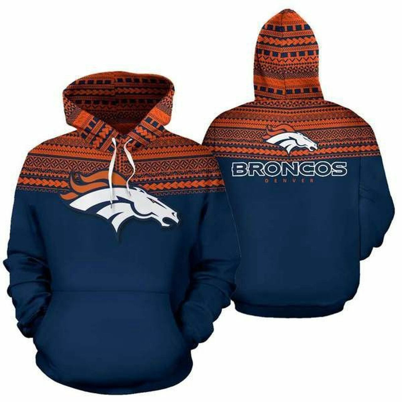 Denver Broncos Ncaa Football Maori Tattoo Blue 3D Hoodie For Men For Women Denver Broncos All Over PH8433