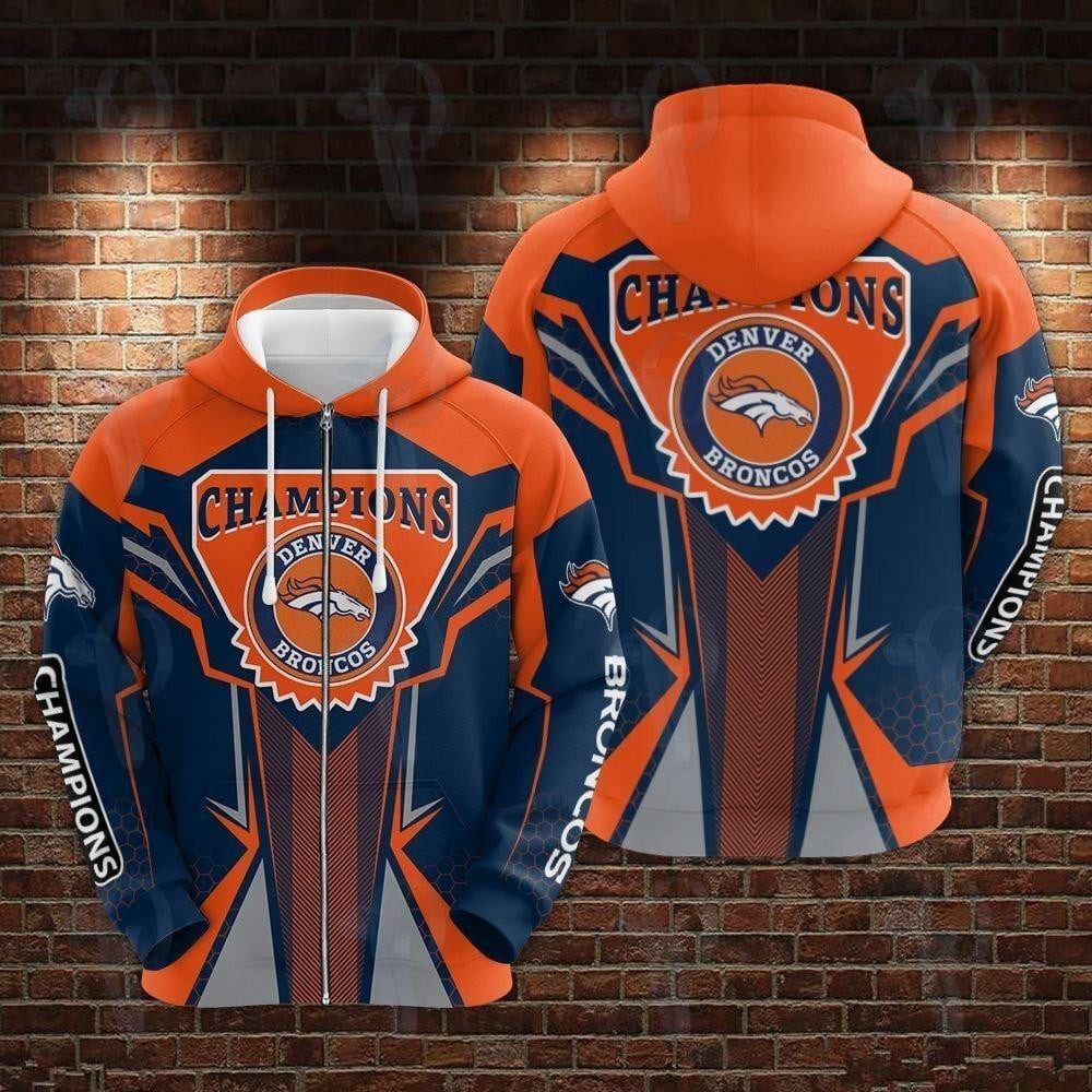 Denver Broncos NFL Champions 3D Hoodie, Zip Hoodie, Sweatshirt TR3566