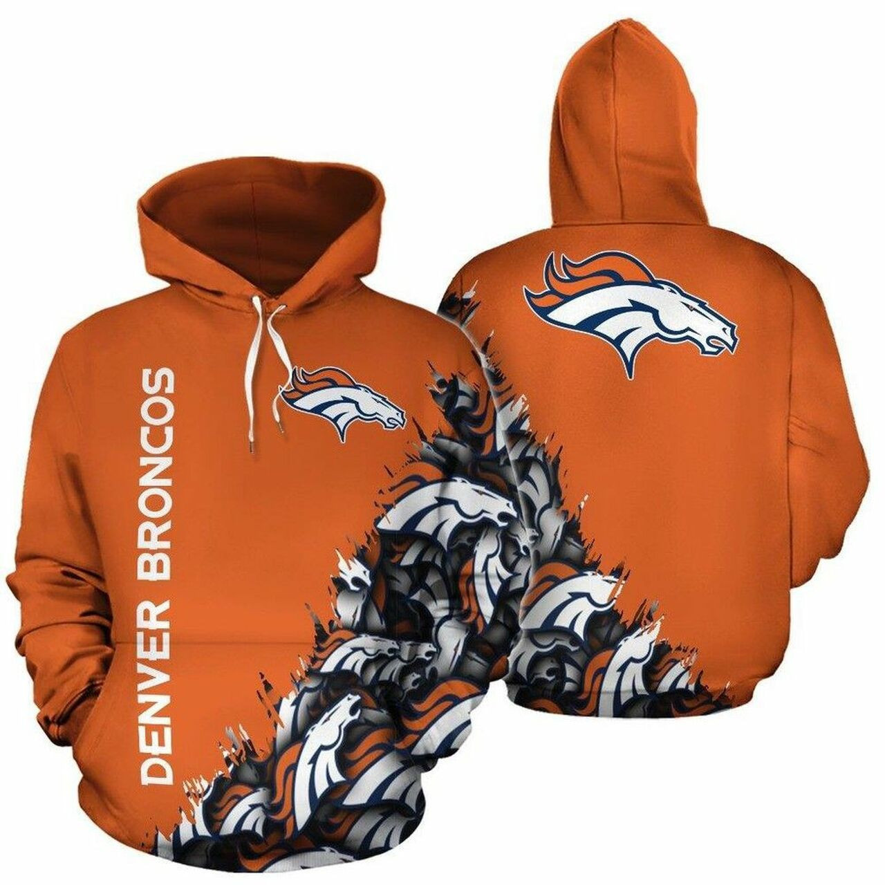Denver Broncos Nfl Football 3D Red Hoodie Zip Hoodie H225
