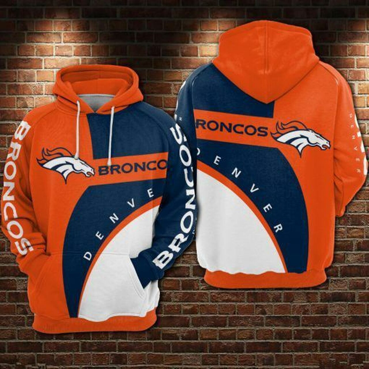 Denver Broncos Nfl Football Orange Blue AOP Hoodie Zip Hoodie PH2558