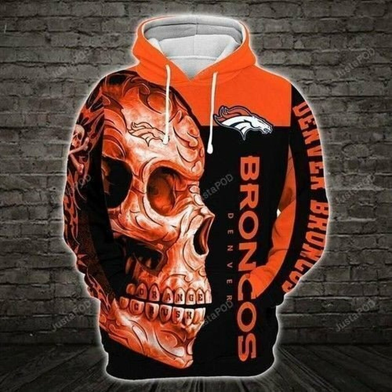 Denver Broncos Nfl Skull 3D AOP Hoodie Zip Hoodie PH1670