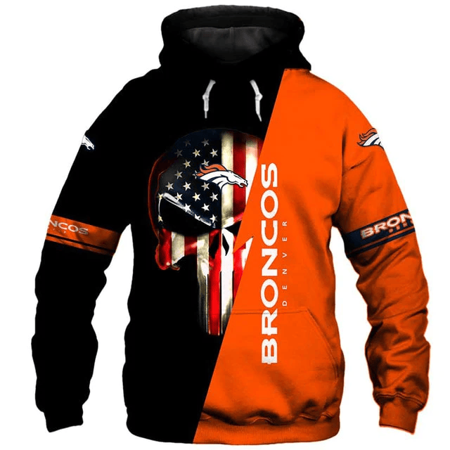 Denver Broncos Skull Printed 3D Hoodie
