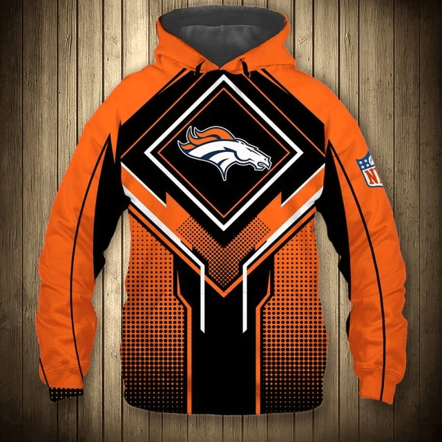 Denver Broncos Square Lattice Casual Printed 3D Hoodie