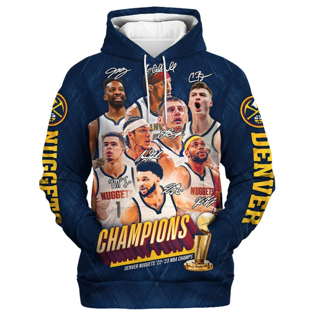 Denver Nuggets NBA 2023 Finals Champions Team Players And Signature 3D Printed Hoodie