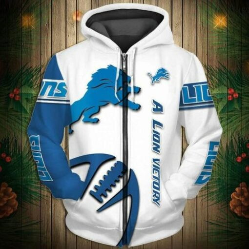 Detroit Lions 1 Zip Hoodie 3D