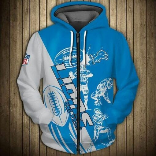 Detroit Lions 2 Zip Hoodie 3D