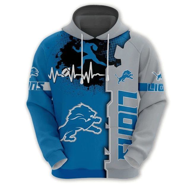Detroit Lions Beating Curve Printed 3D Hoodie