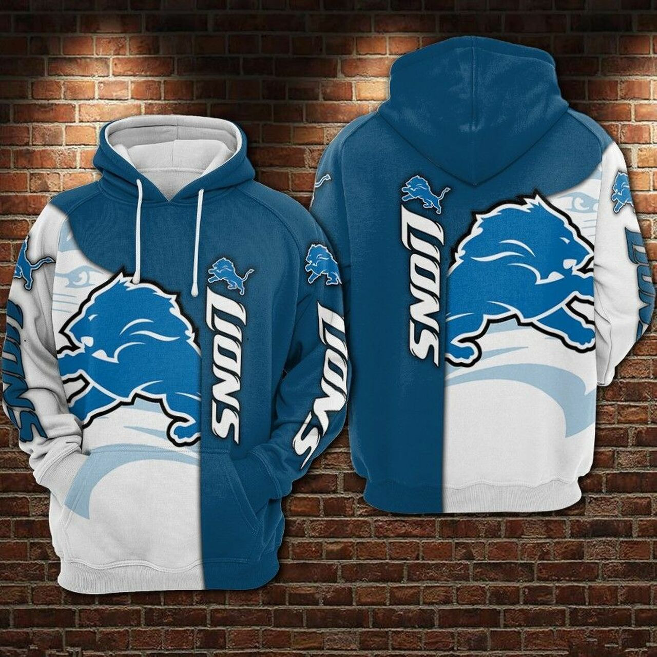 Detroit Lions Blue Hoodie Zip Hoodie PH484