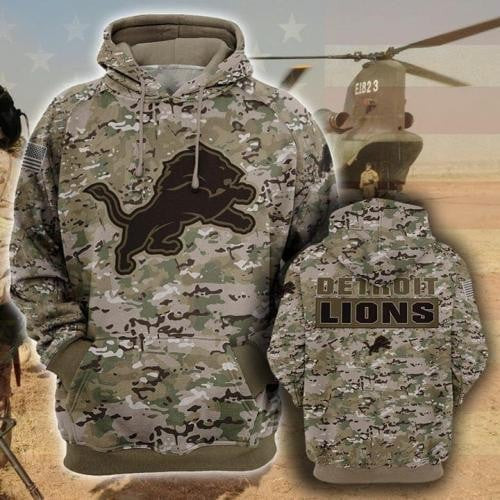Detroit Lions Camoflage Pattern   Hoodie 3D TR2689