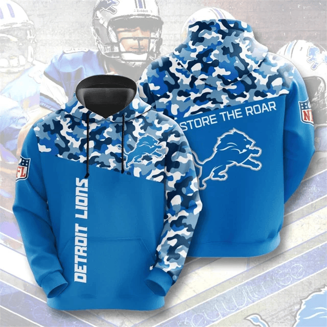 Detroit Lions Camouflage Casual Printed 3D Hoodie