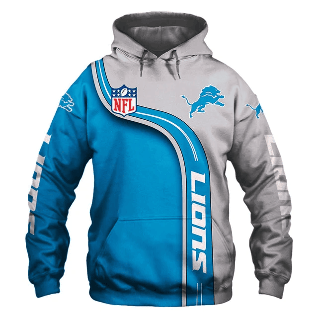 Detroit Lions Curved Stripes Printed 3D Hoodie