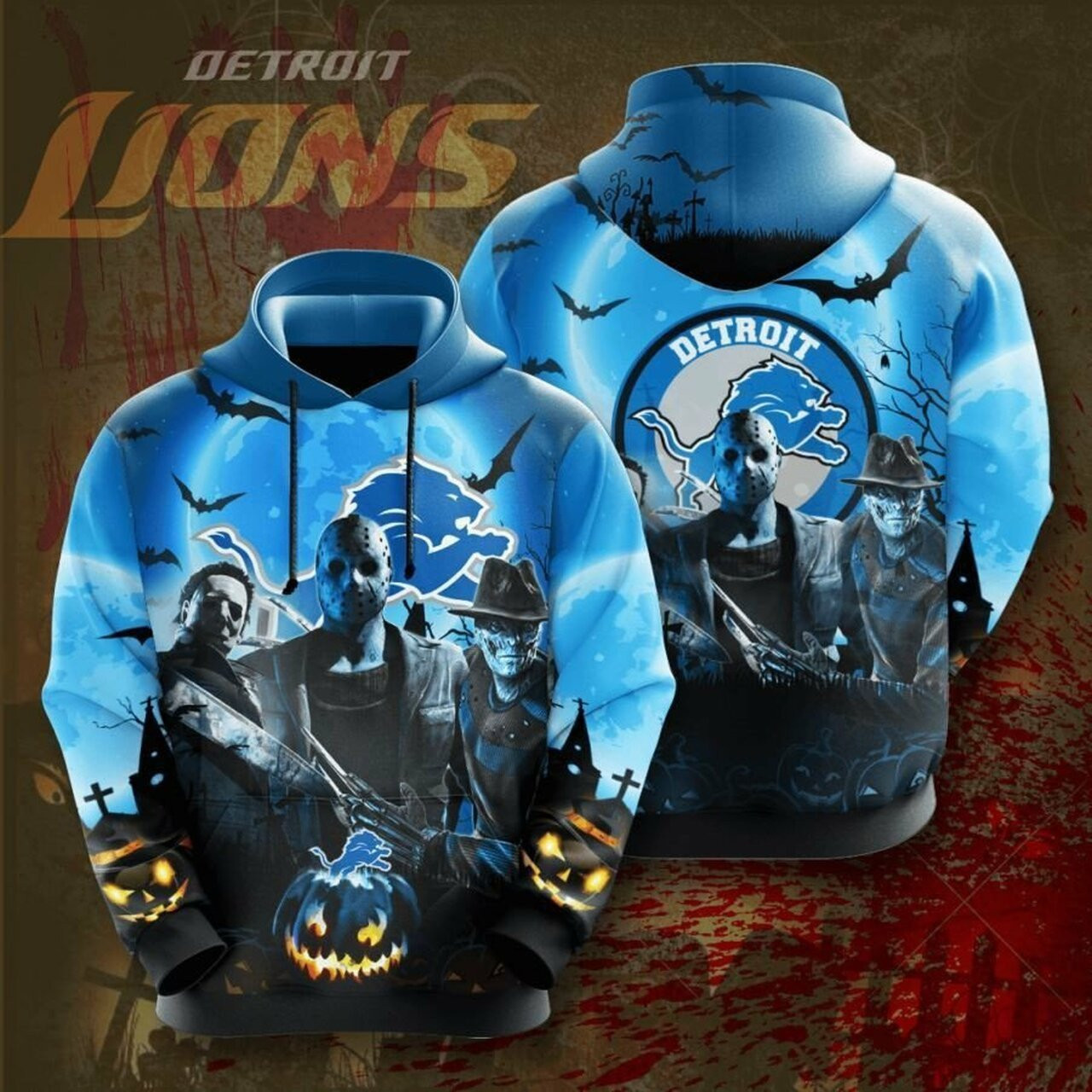 Detroit Lions Horror Halloween   Hoodie 3D TR2813