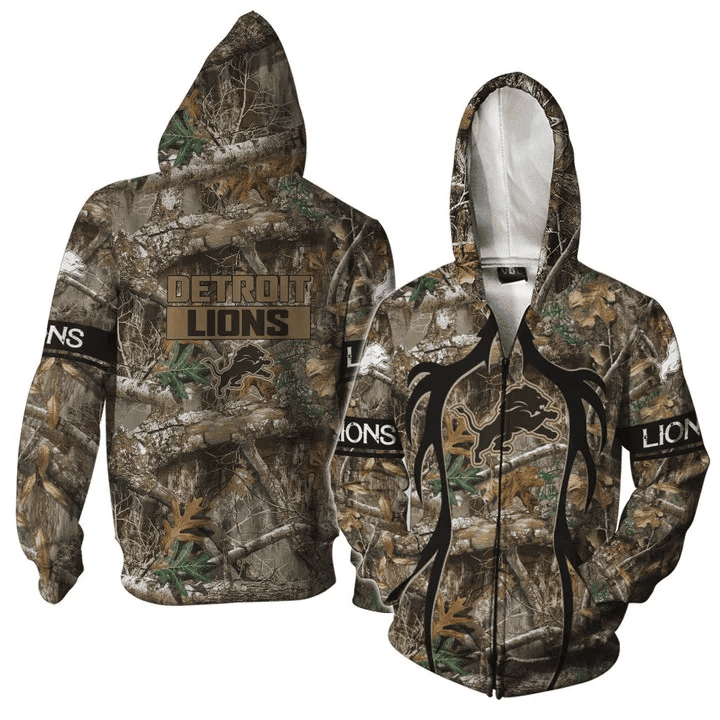 Detroit Lions Hunting Camo   Hoodie 3D TR2838