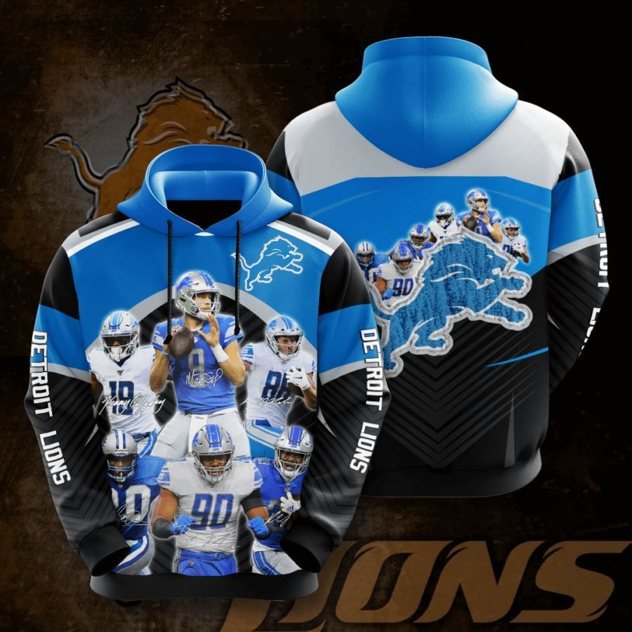 Detroit Lions No590 Blue Black Custom Hoodie Zip Hoodie PH02