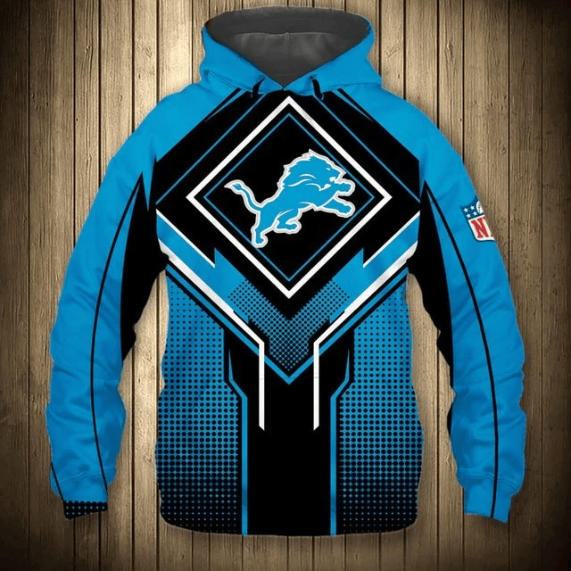 Detroit Lions Square Lattice Casual Printed 3D Hoodie