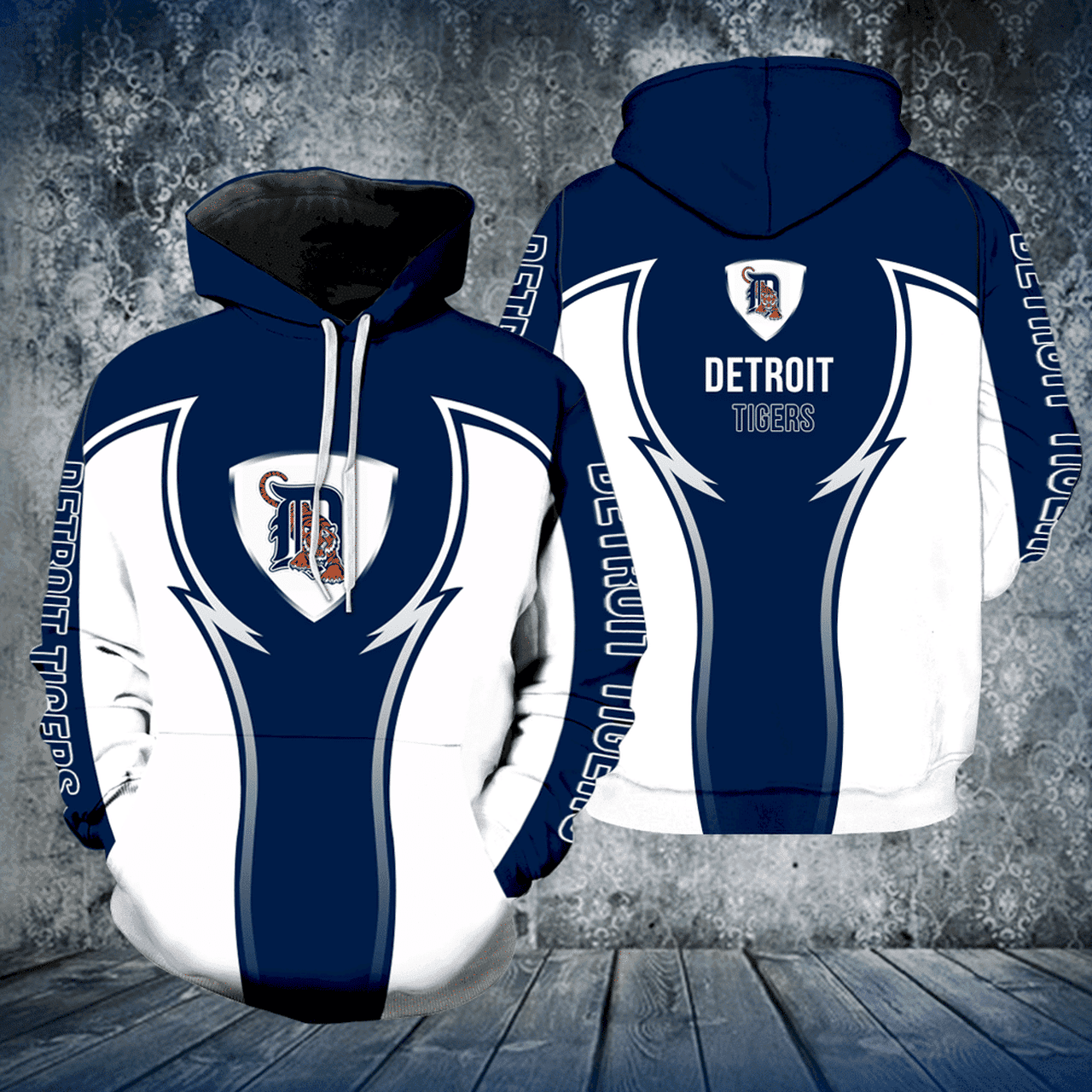 Detroit Tigers New White Blue AOP Hoodie Zip Hoodie PH3236