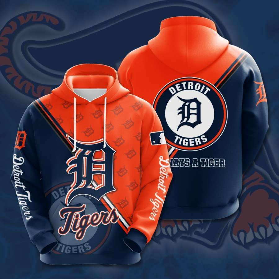 Detroit Tigers No608 Orange Blue Custom Hoodie Zip Hoodie PH1523