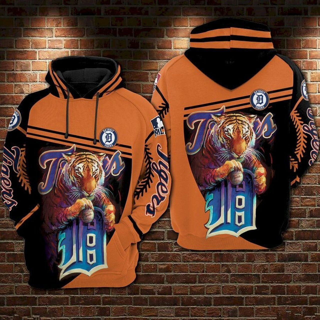 Detroit Tigers Orange Black 3D AOP Hoodie Zip Hoodie PH1599