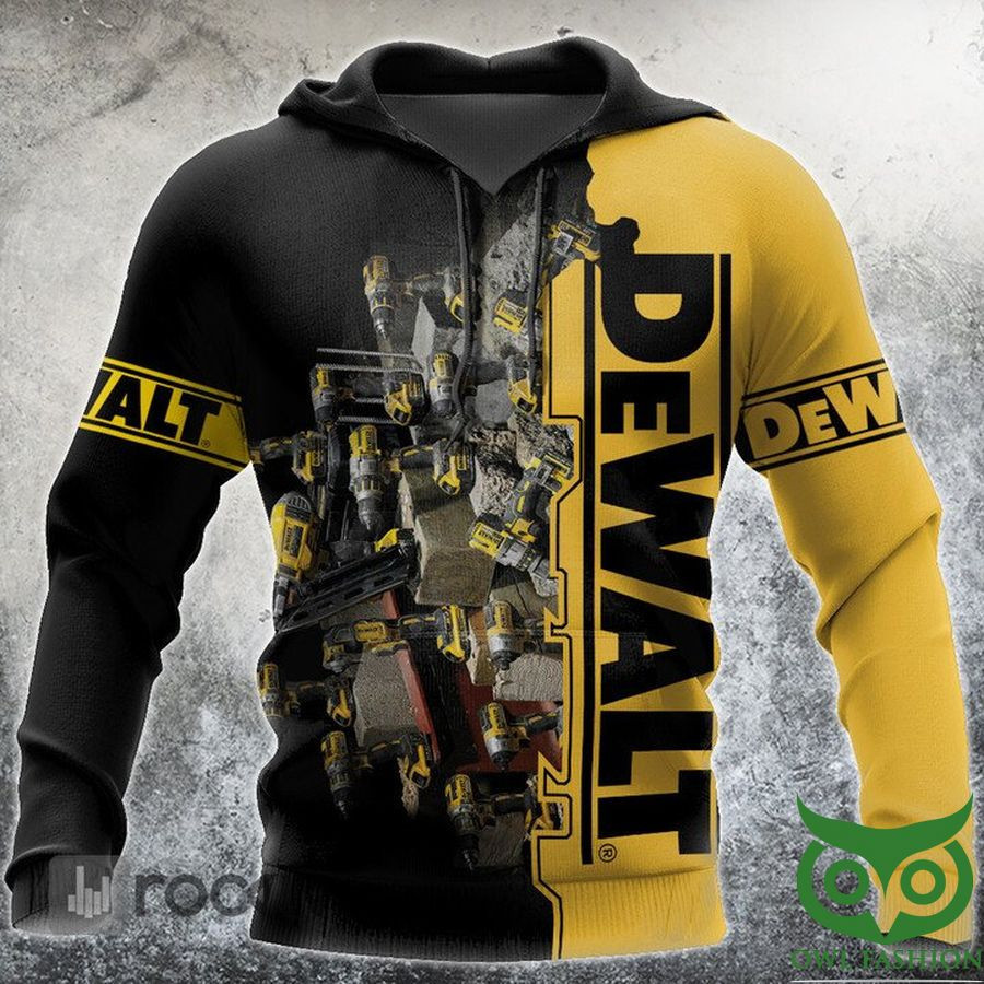 Dewalt Half Black Half Yellow With Metal Drill 3D Hoodie