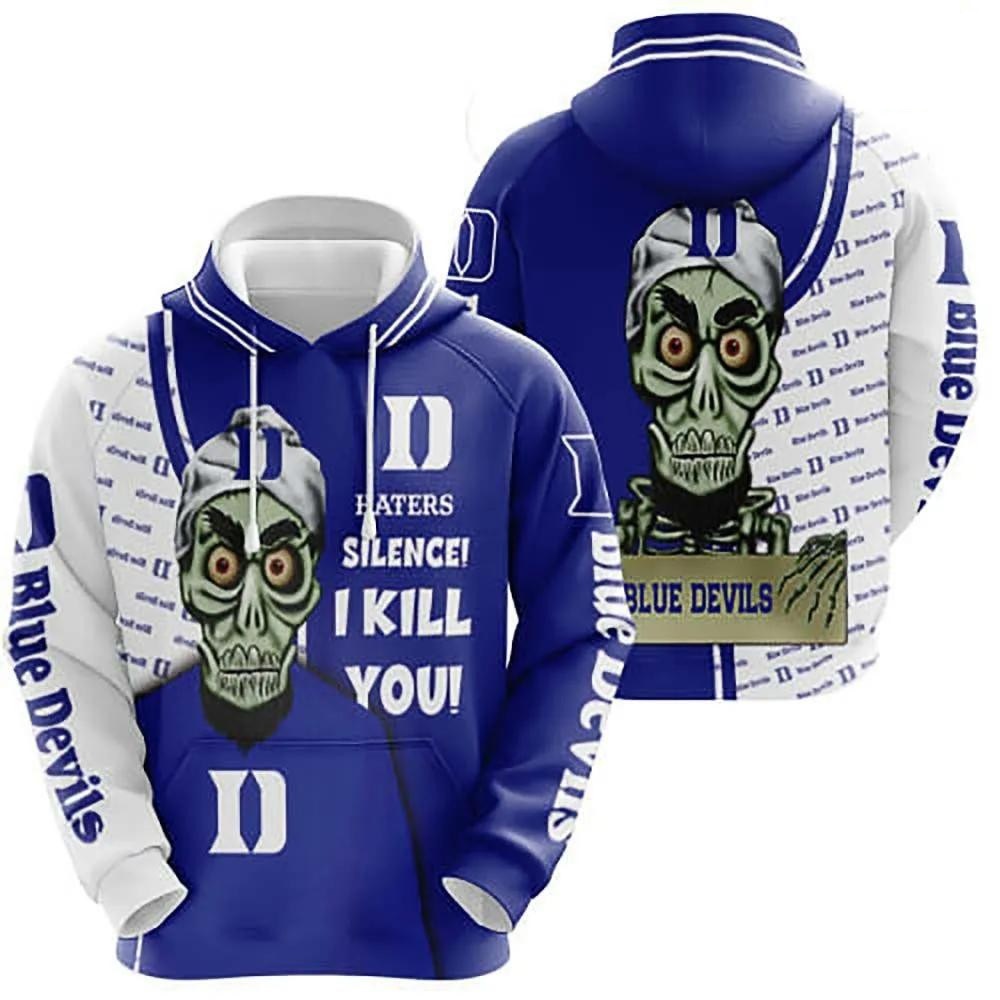 Duke Blue Devils Achmed 3D Hoodie For Fans Hater Silence I Kill You Blue Devils