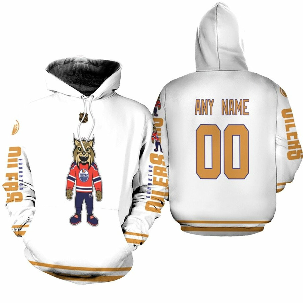 Edmonton Oilers Nhl Ice Hockey Team Logo White 3D Designed Allover Custom Name Number Gift For Oilers Fans Hoodie PH7799
